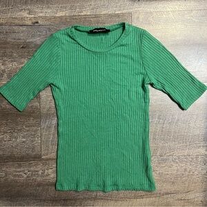 Reformation Green Ribbed Top